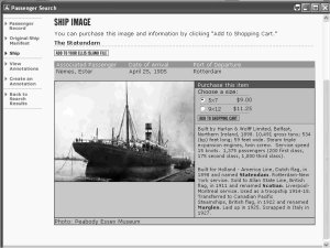 Ship web-page for the SS Statendam